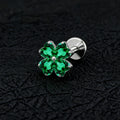 Four leaf clover nose stud with green clear pink leaves four leaf clover earing
