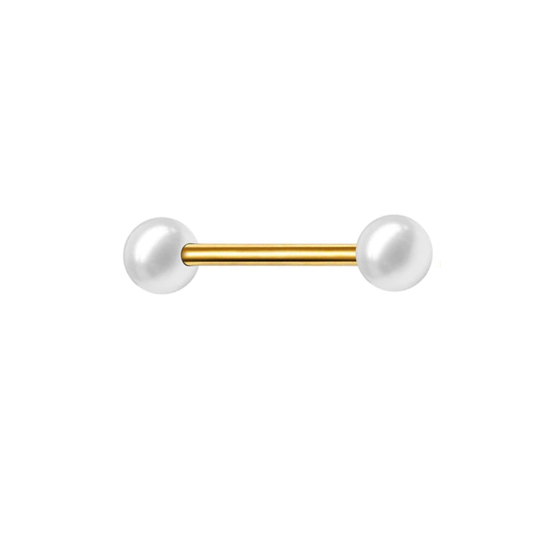 Pearl nipple barbell 14G titanium straight barbells 14mm 16mm 1 piece