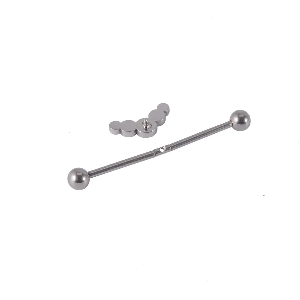 Stoere industriële piercing sieraden met 5 steentjes titanium industrial barbell 14G 36mm