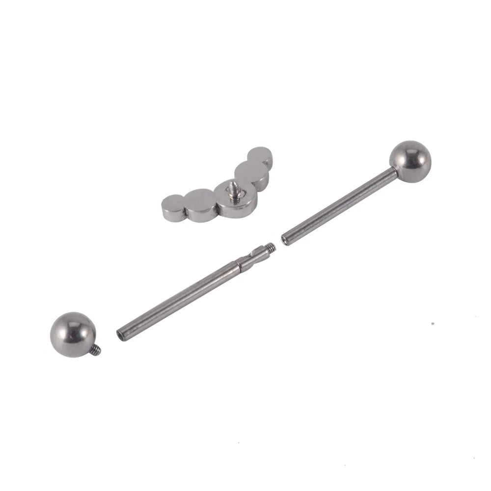 Cooler Industrie-Piercing-Schmuck mit 5 Steinen, Titan-Industrie-Langhantel 14G, 36 mm