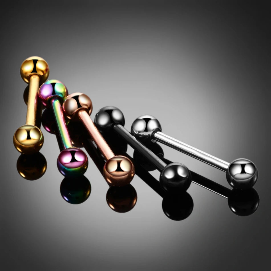 Industrial barbell titanium 16G 14G silver gold rose gold black rainbow male industrial piercing 34mm 36mm 38mm