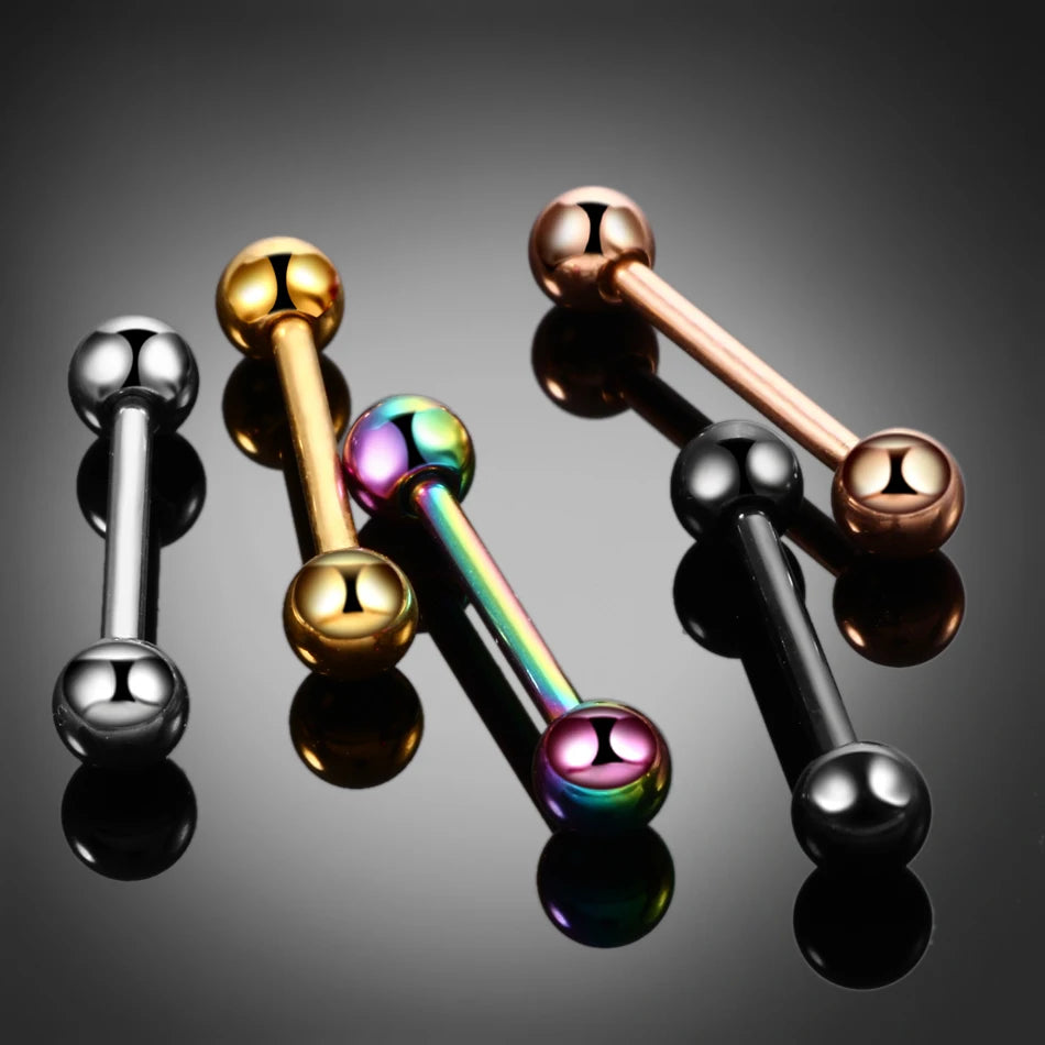 Industrial barbell titanium 16G 14G silver gold rose gold black rainbow male industrial piercing 34mm 36mm 38mm