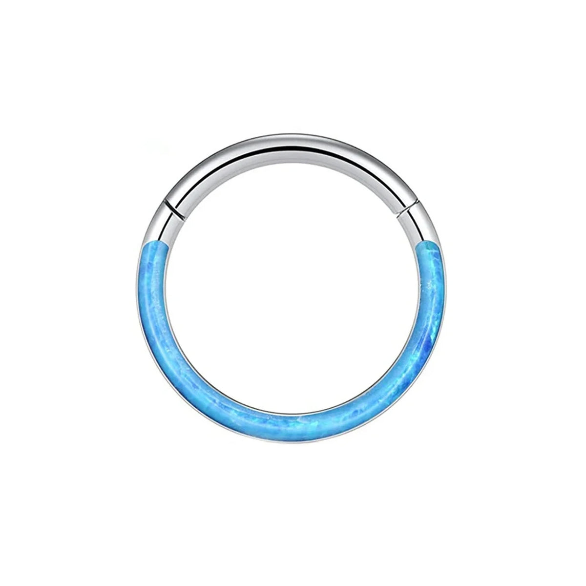 Opal daith ring titanium 16G clicker ring 6mm 8mm blue opal fire opal