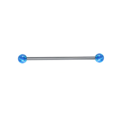 Opal industrial bar titanium 14G 38mm opal industrial barbell earring opal balls for industrial barbell