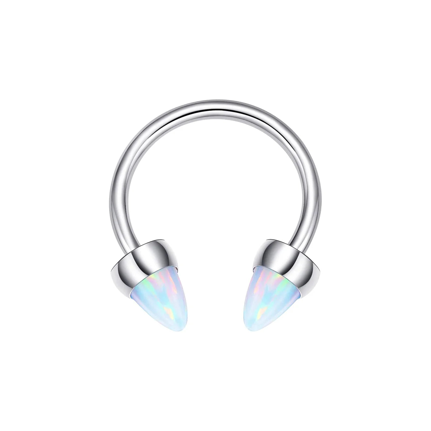 Opal Captive Ball Titanium Cartilage Earring – Septum Nose Ring Hoop – 316L Steel & Titanium