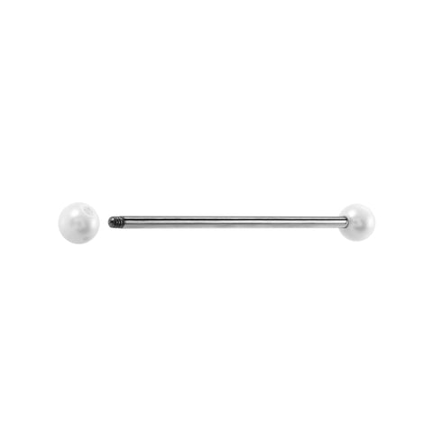 Pearl industrial piercing silver 14G 38mm pearl industrial bar titanium pearl balls externally threaded