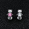 Robot stud earring in pink blue silver gold cute nose stud
