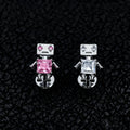 Robot stud earring in pink blue silver gold cute nose stud