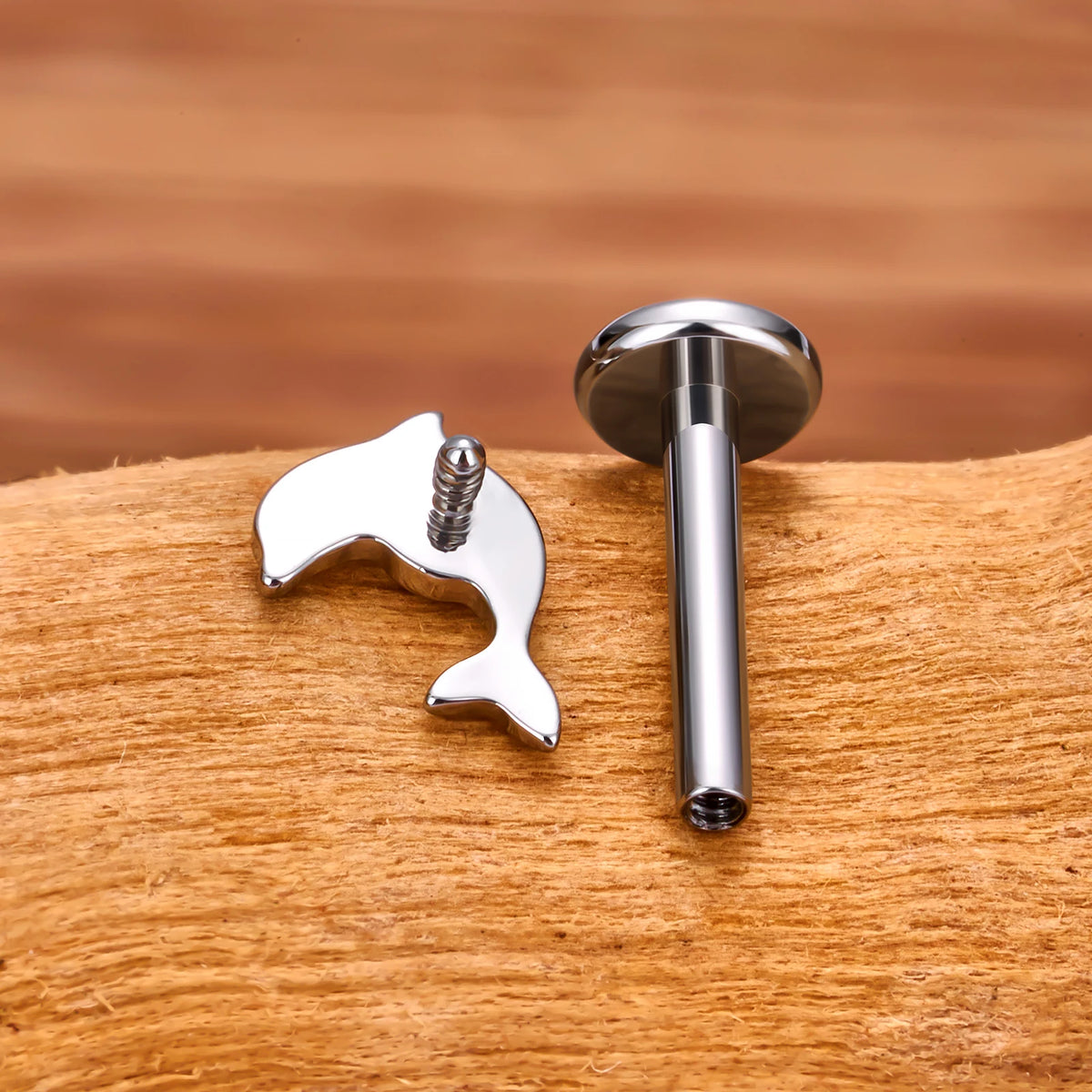 Dolphin stud earring gold and silver dolphin nose stud made of titanium