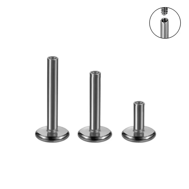 Labret posts internally threaded black silver gold 10 pieces titanium labret 14G 16G 18G