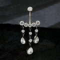 Dangly belly button piercing luxurious and cute with teardrop stones titanium chandelier navel piercing