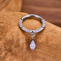 Dangle septum ring with a marquise clear cz stone titanium 16G
