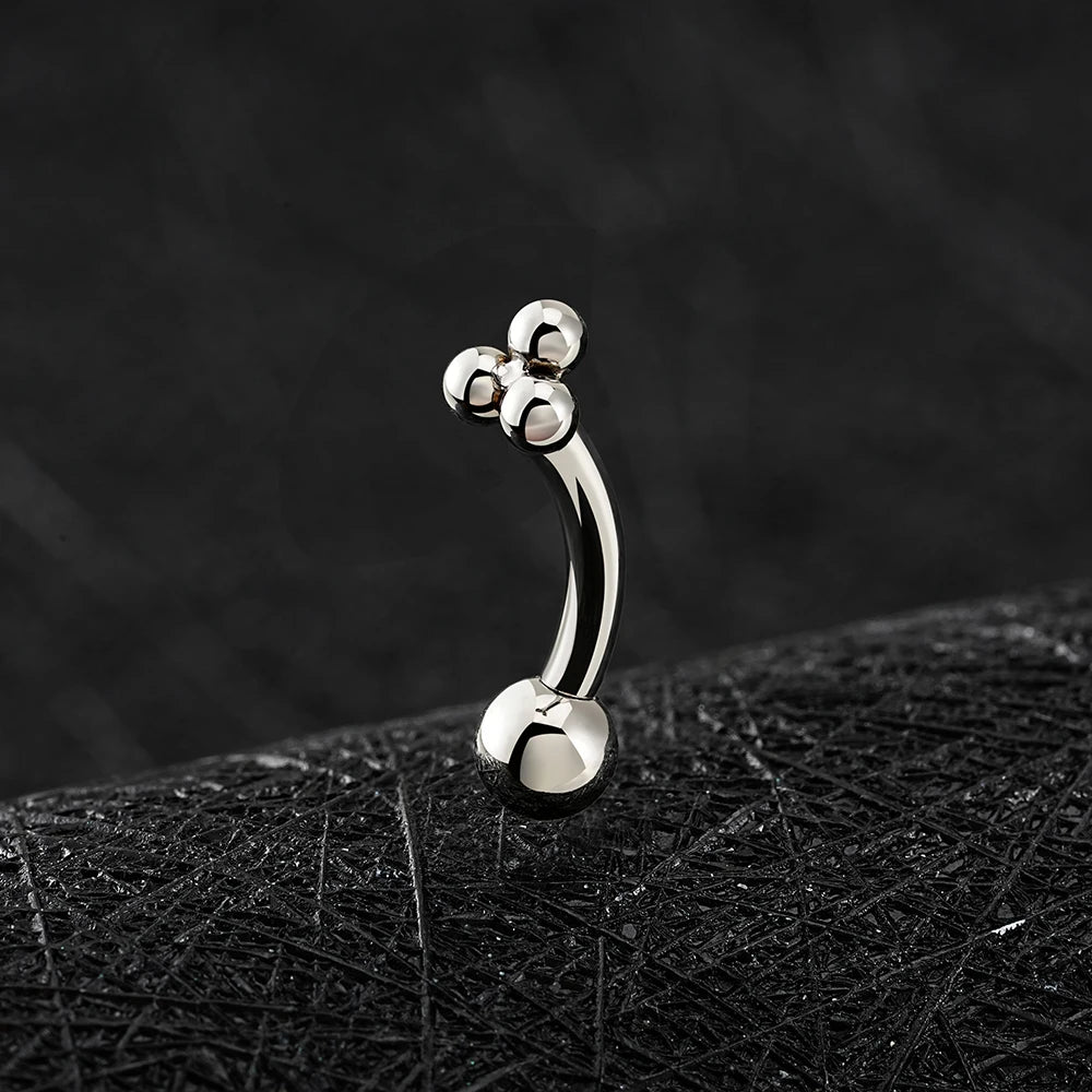 Cute rhino piercing with three dots rhino nose piercing titanium curved barbell