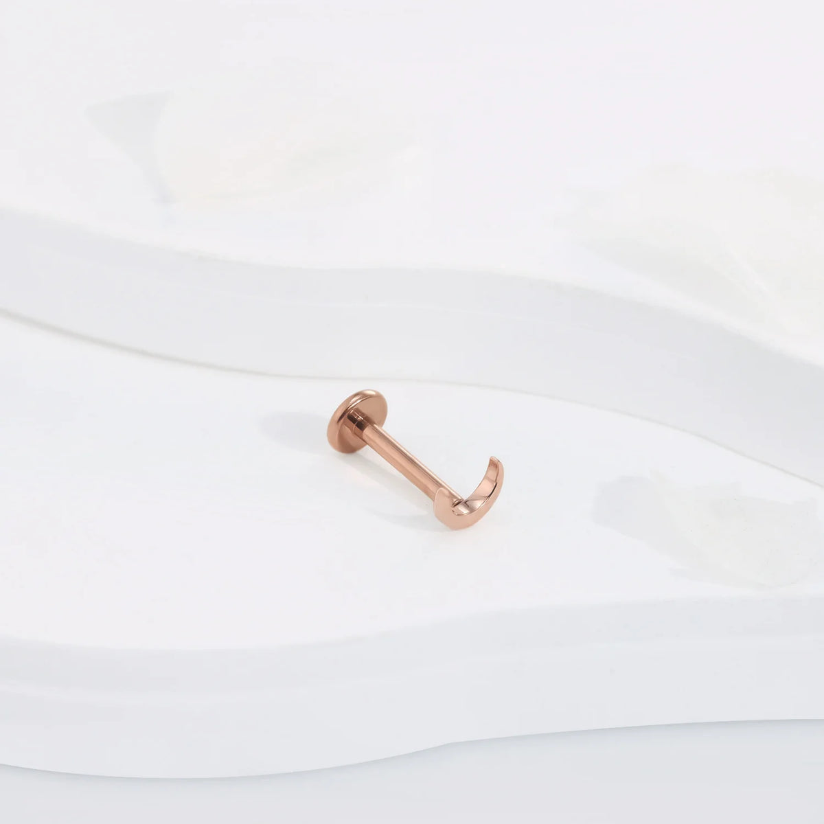 Roségouden neusknop met de maan 14K massief gouden draadloze oorknop lipknop