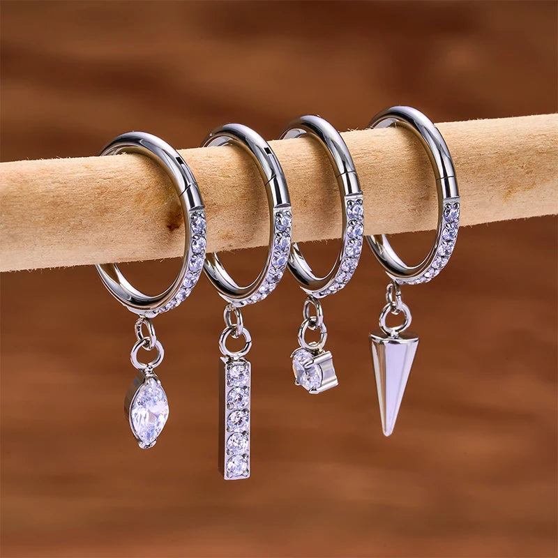 Dangle helix earring with a diamond cute helix earring titanium