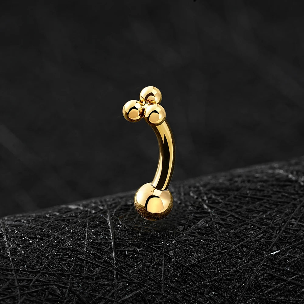 Cute rhino piercing with three dots rhino nose piercing titanium curved barbell