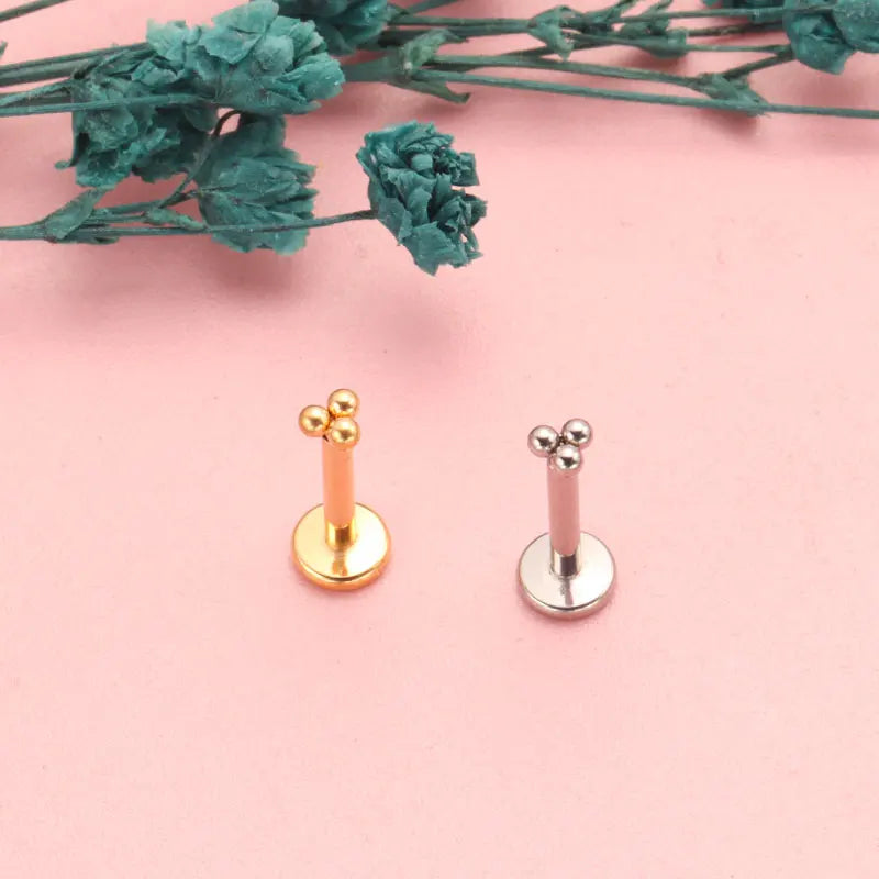 Tiny monroe piercing jewelry with 3 dots small marilyn monroe piercing titanium labret stud silver gold black