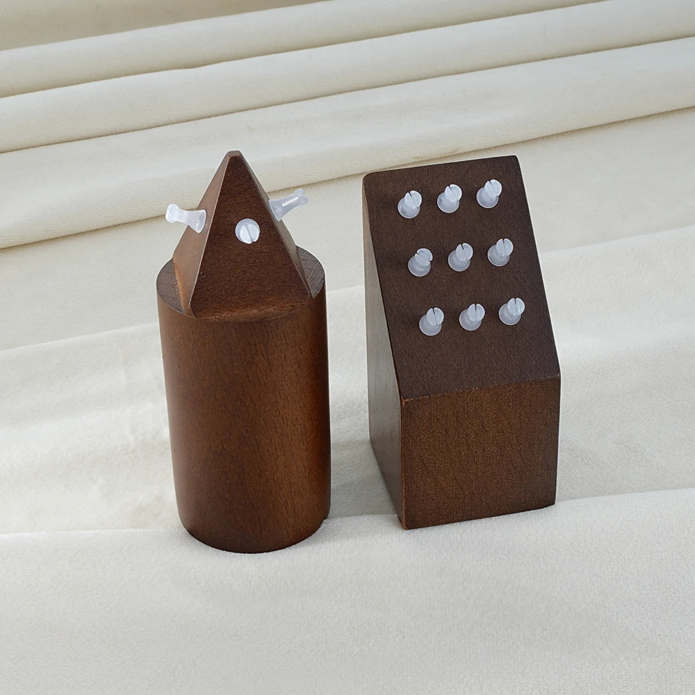 Small jewelry stand with 4 clips beech wood body jewelry display