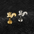 Squirrel piercing with a black stone titanium labret stud animal piercing jewelry stud earring