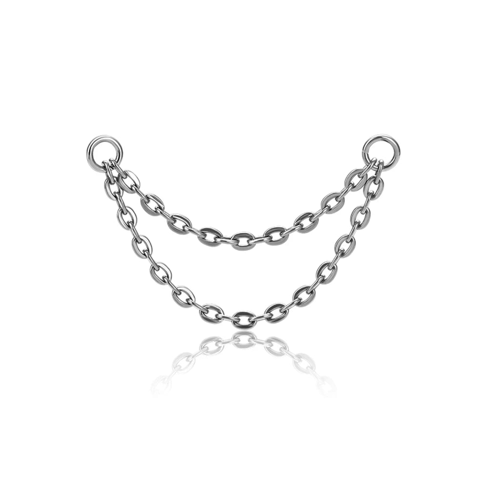 Connecteur En Titane Pour Piercing - Triple Chaîne Avec 2 Embouts, Pour Relier 2 Piercings (30 Ou 40 Mm, Argenté Ou Doré)