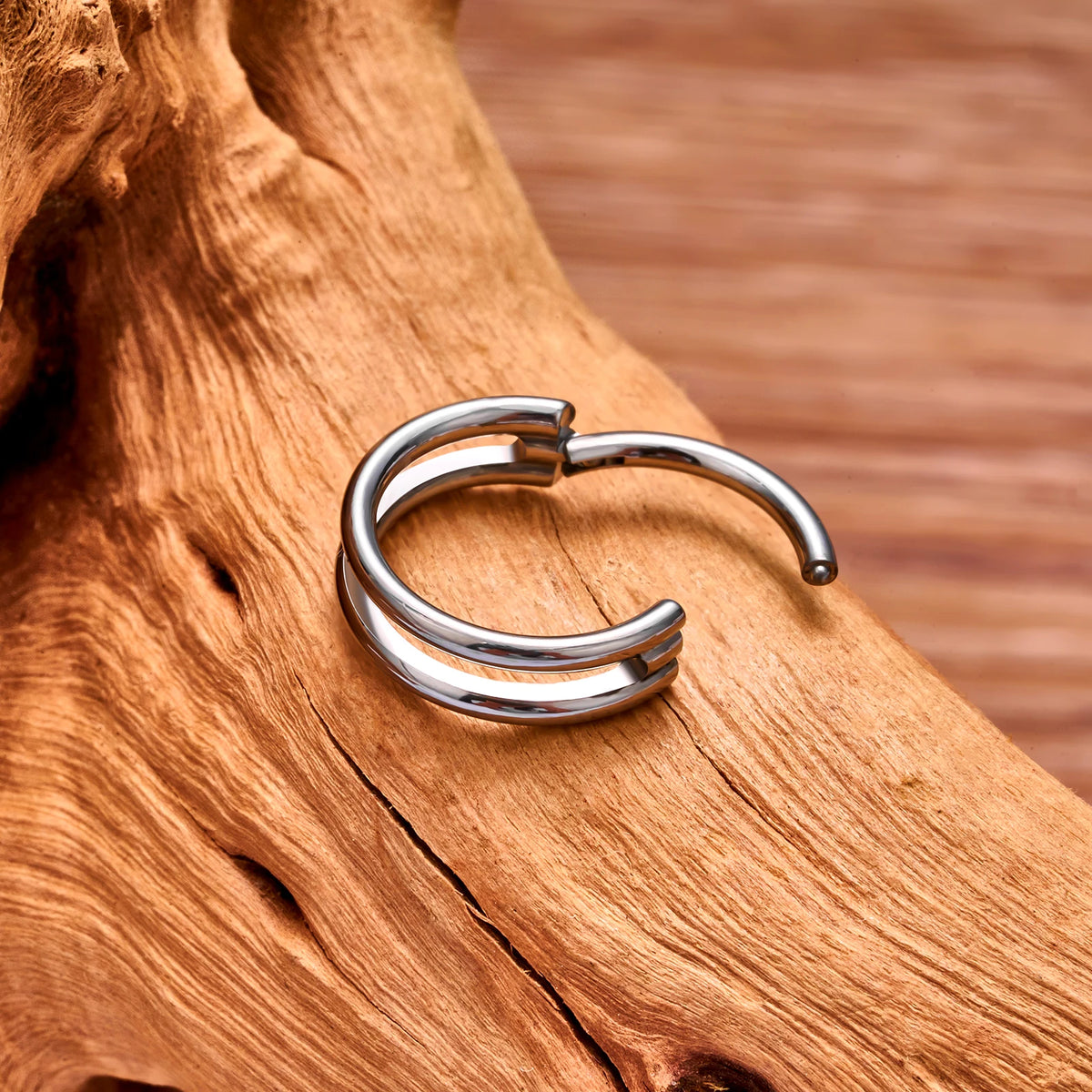 Doppel-Conch-Hoop in Schwarz, Silber, Gold aus Titan, Helix-Piercing 16G