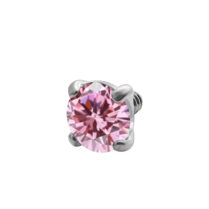 Piercing superior com pedra cz 10 peças titânio transparente rosa azul verde 16G extremidades superiores rosqueadas internamente