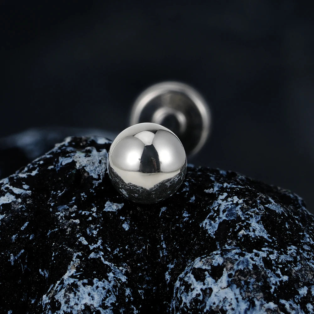 Labret stud with a ball threadless simple and small titanium 18G 16G