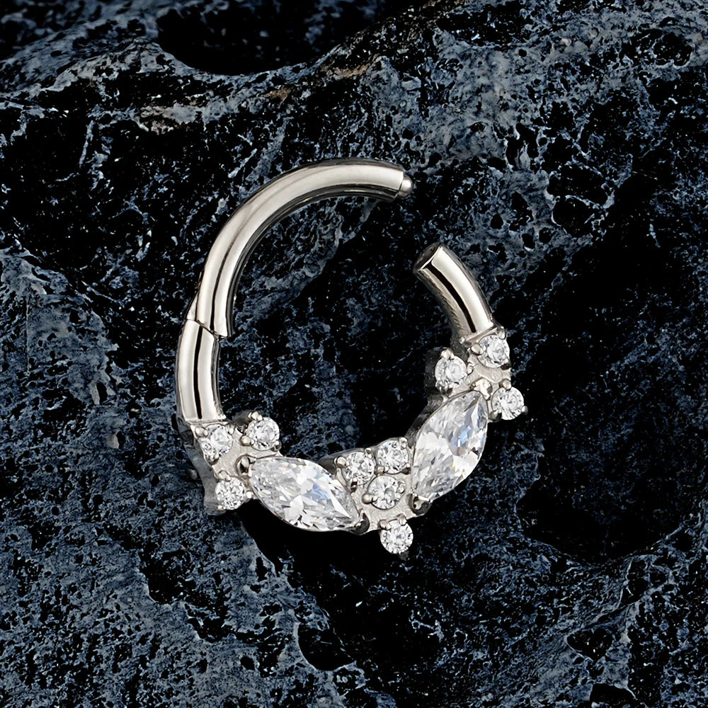 Septum clicker en or avec zircone cubique transparent en titane 16G