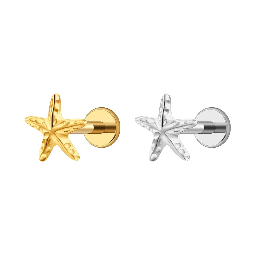 Starfish piercing made of titanium sea animal jewelry summer jewelry beach jewelry