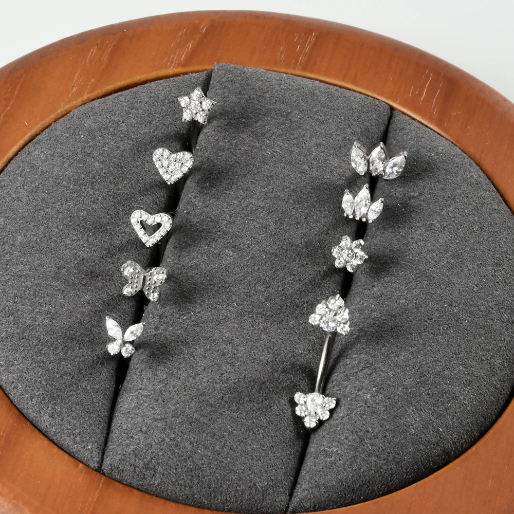 Sierlijke verticale labret-sieraden met 3 heldere diamanten schattige verticale labret-sieraden titanium gebogen halter