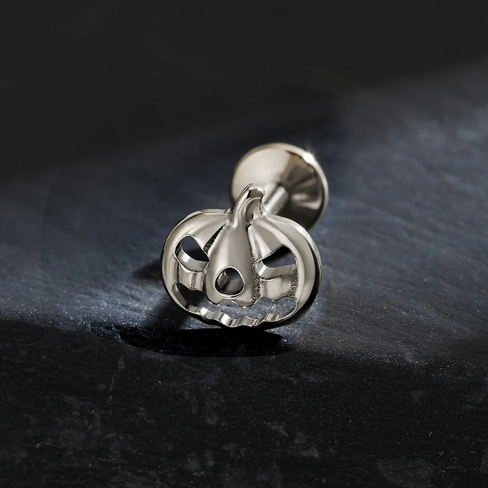 Pumpkin piercing titanium labret stud 16G halloween jewelry