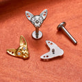 Sphynx cat earring with clear stones labret stud cute and unique gift for cat lover