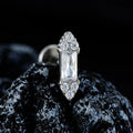 Cartilage ear stud with baguette clear diamond cz stones labret ear stud