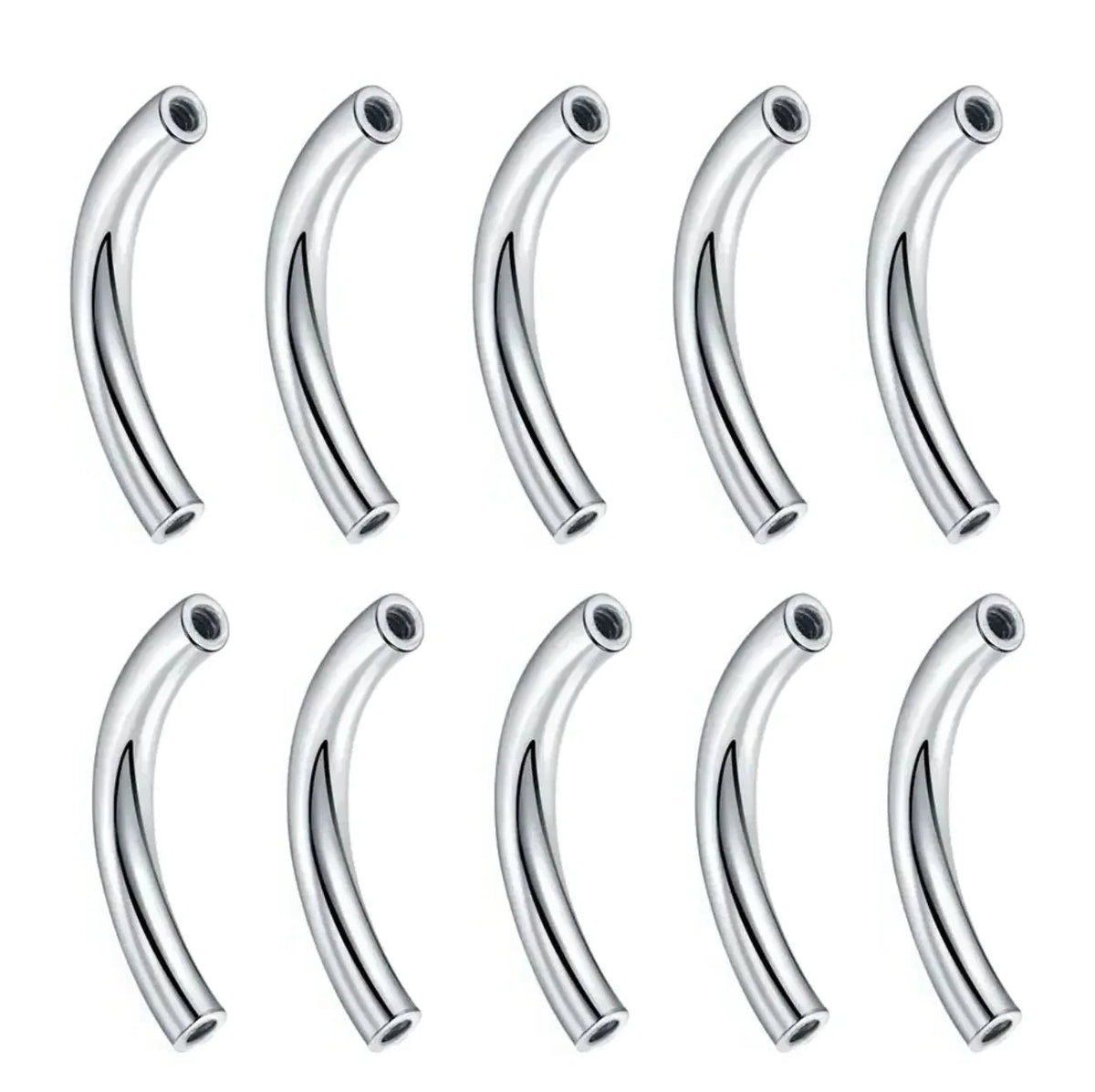 Curved barbell shafts internally threaded 14G 16G 10 pieces banana barbell shafts