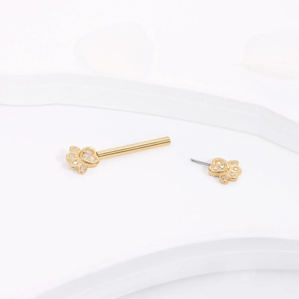 Funny nipple ring with paws 14K solid gold cute nipple piercing bar