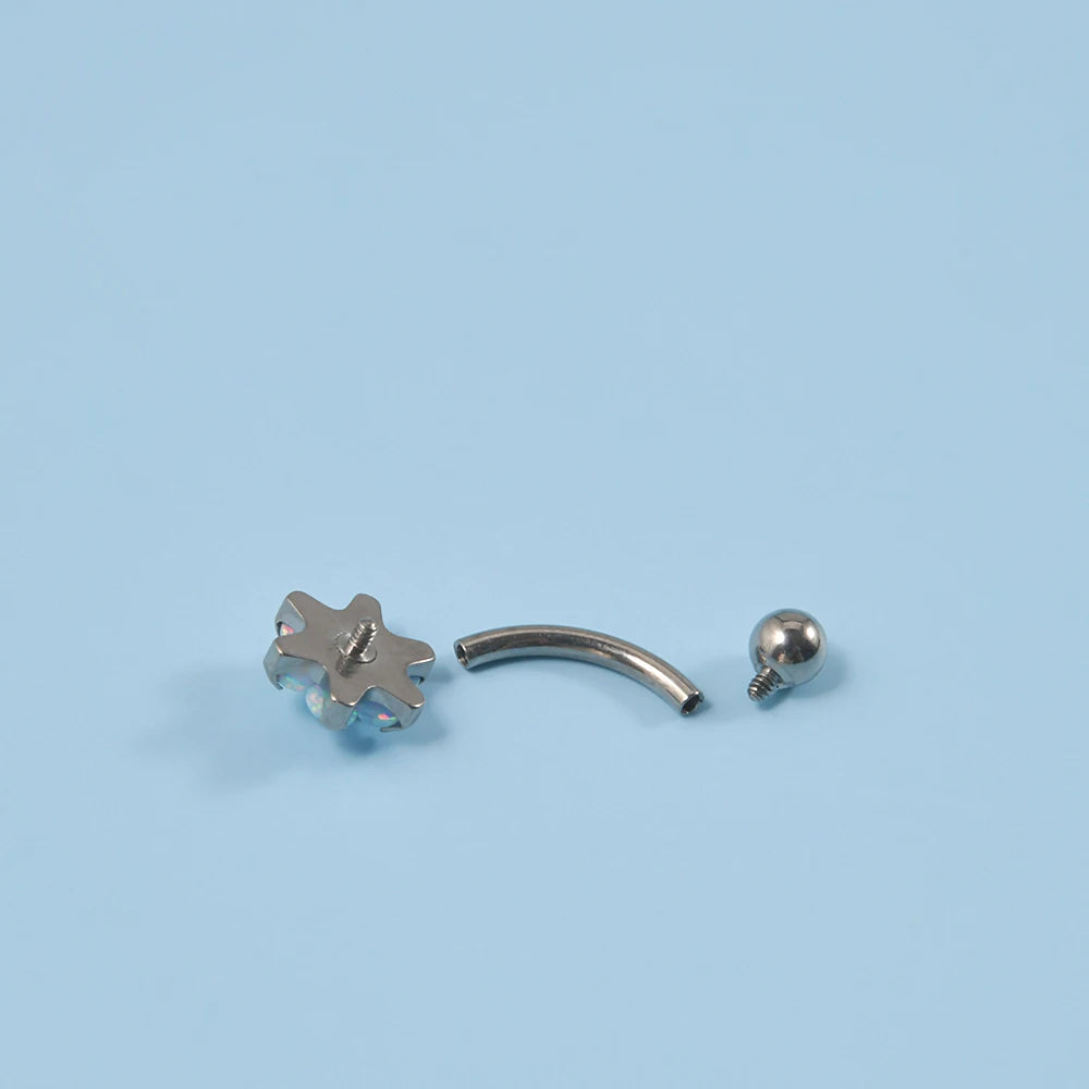 Clear vertical labret titanium curved barbell 16G