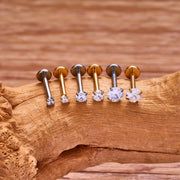 Diamond labret stud internally-threaded 16G 18G labret nose stud with a clear crystal titanium