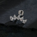 Cartilage upper ear stud with five pear-shaped clear cz stones for sensitive ears