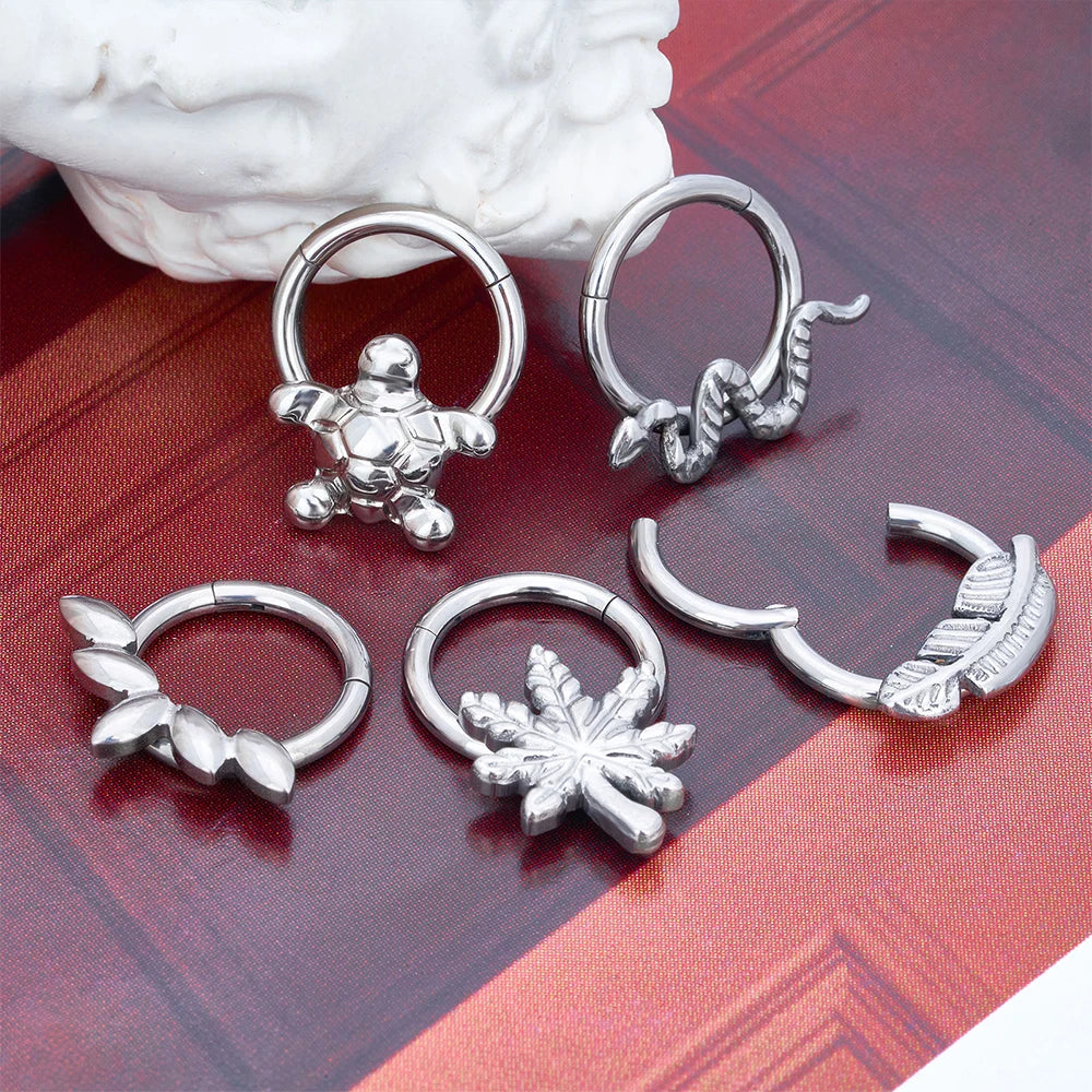 Anneau De Nez Double En Titane Grade 23 - 20G (0,8mm), Diamètre 8mm - Pour Helix, Daith, Septum...