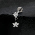 Dangling ear piercing with a star titanium labret stud Christmas jewelry