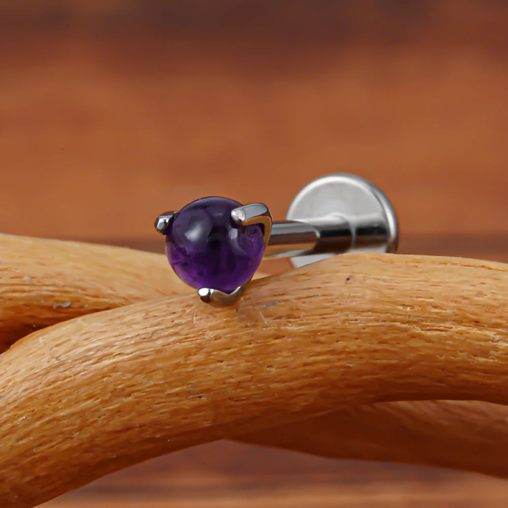 Tiny medusa piercing with natural semi-precious gemstones titanium lip stud nose stud ear stud