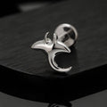 Stachelrochen-Ohrring in Gold und Silber, Meereslebewesen-Ohrring, Titan-Labret-Stecker