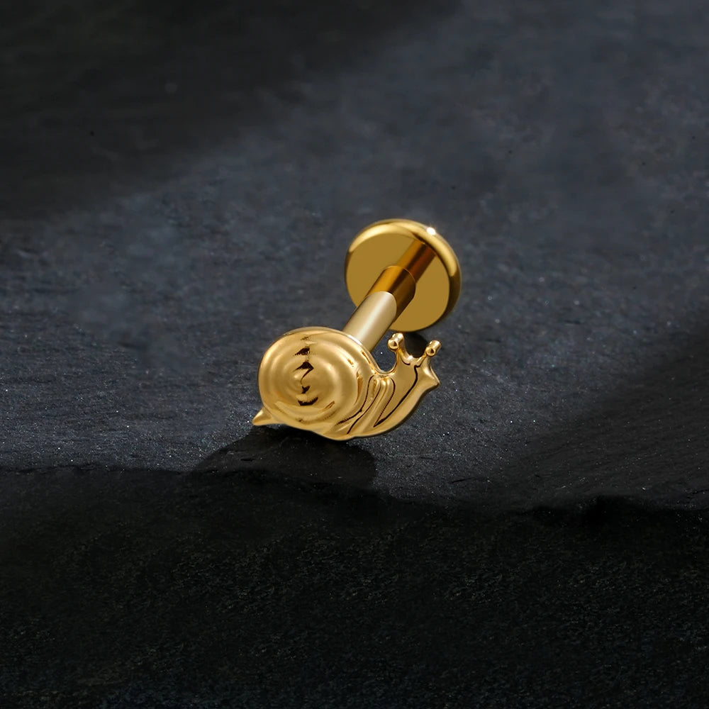 Snail piercing made of titanium snail ear piercing cute and funny animal piercing jewelry