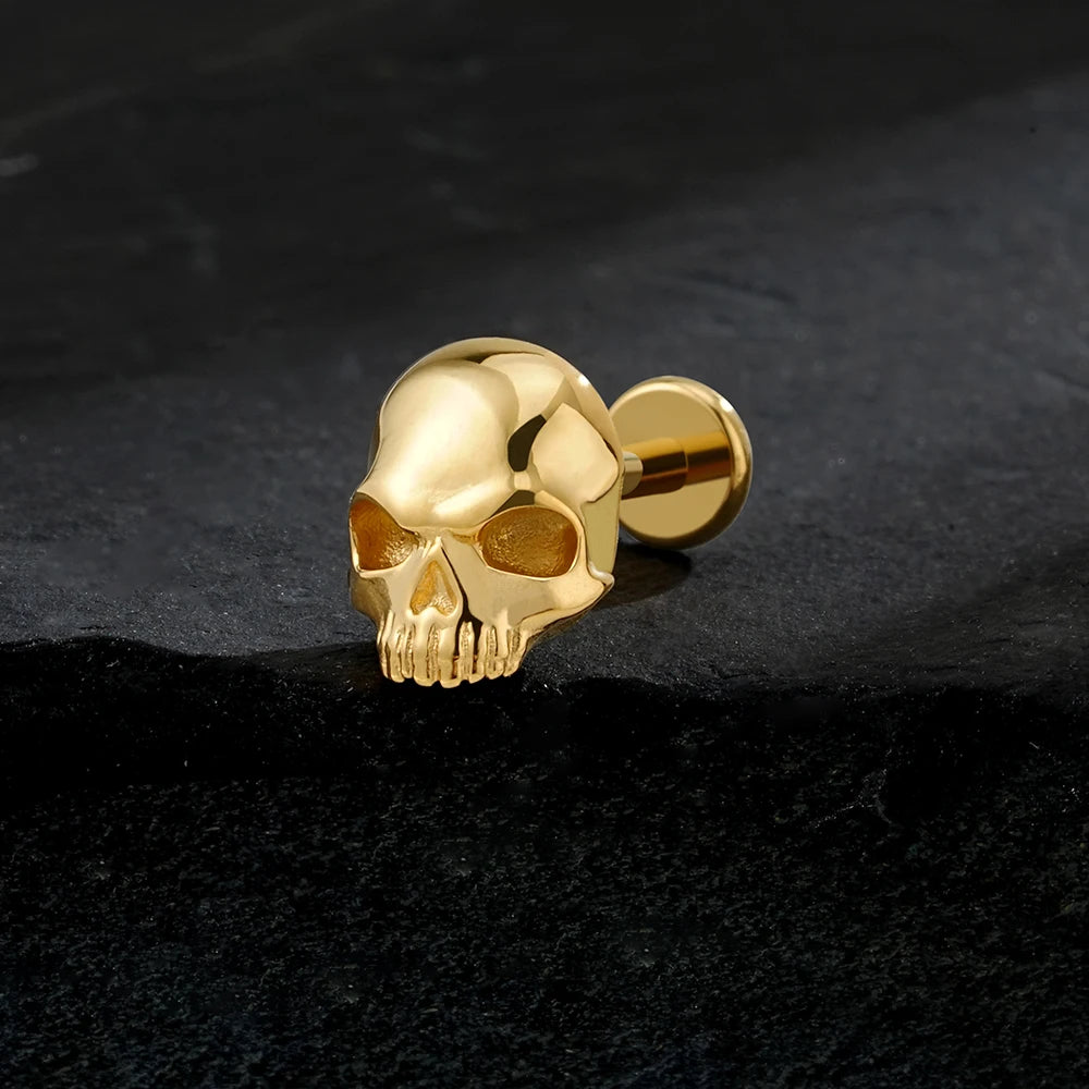 Skull piercing in black silver and gold titanium skeleton earring gothic piercing Halloween jewelry