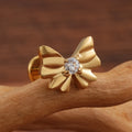 Bow earring with a clear diamond cz and a butterfly bow conch ear stud bow stud earring