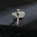 Sword ear piercing with bat wings and a black stone titanium gothic cool halloween jewelry