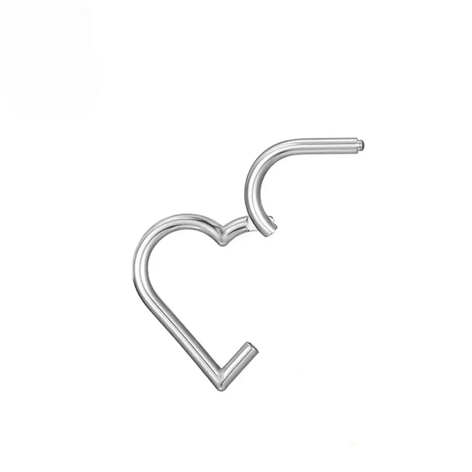 Anillo de tabique del corazón 16G anillo de nariz de titanio oro plata negro daith piercing