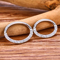 Oval septum ring with clear diamond cz stones titanium piercing hoop 16G