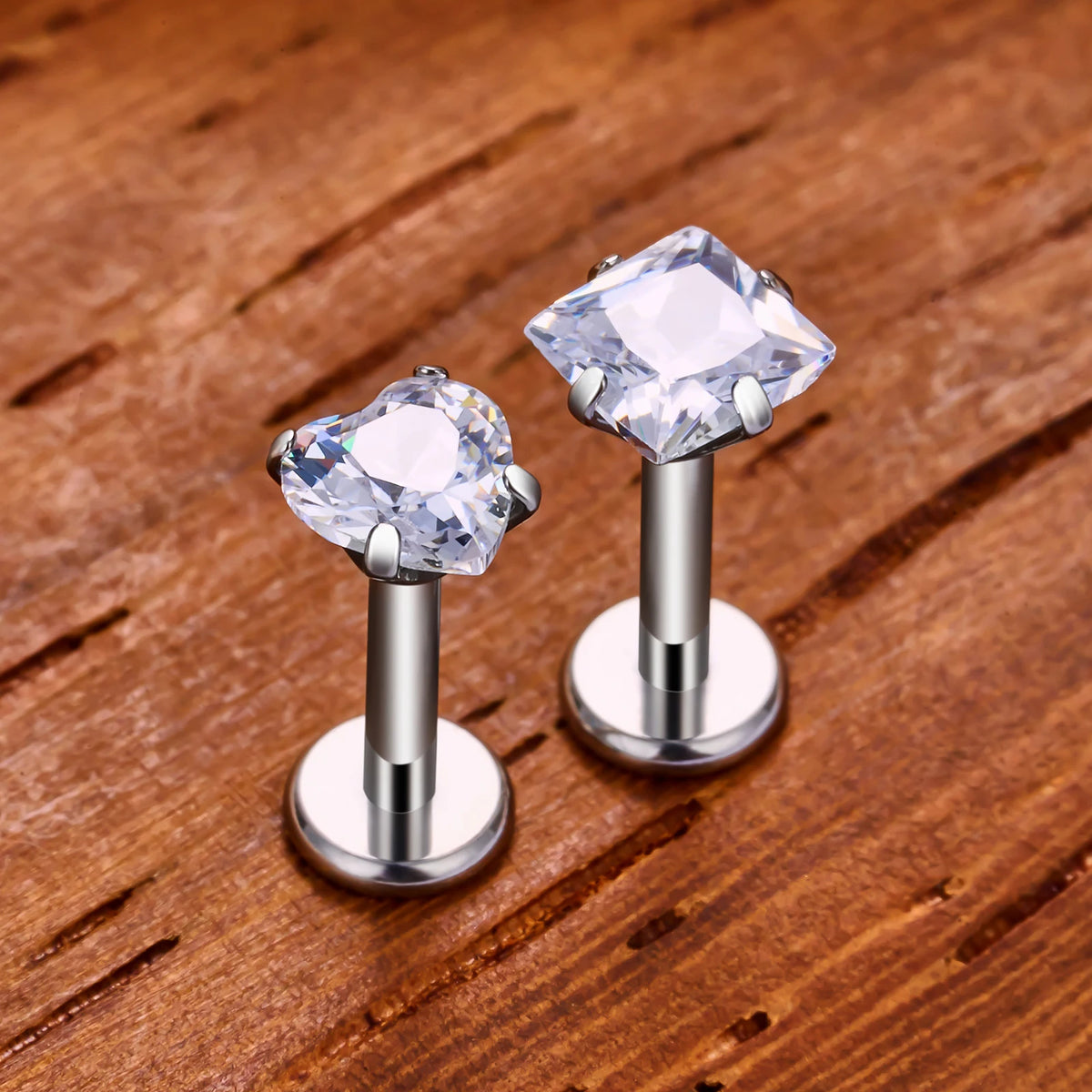 Labret Monroe piercing kleine en kleine hartvormige titanium labret stud 16G 18G goud en zilver