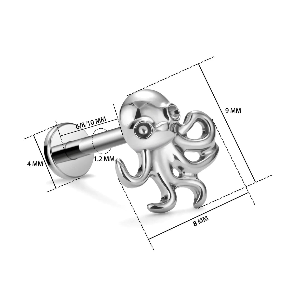 Oktopus-Nasenstecker aus Titan-Oktopus-Ohrstecker